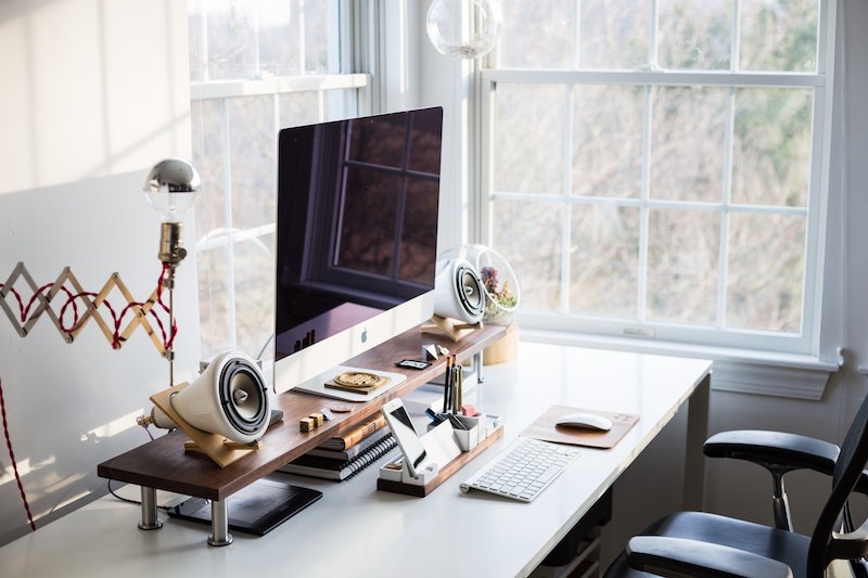 Office desk by the window